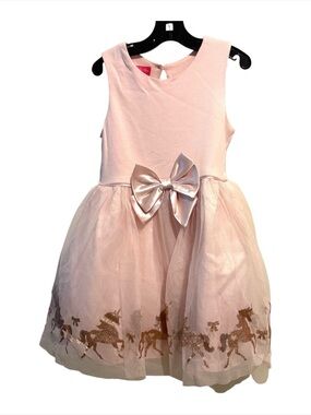 Zunie Girl Special Occasion Tulle Layered Dress Blush Pink 6/6X Golden Unicorns